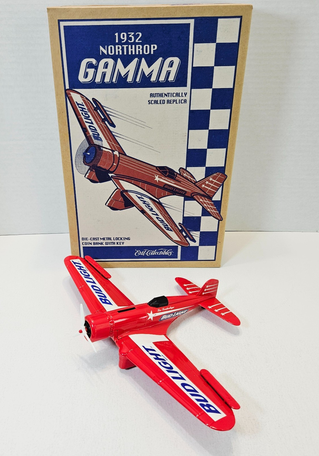 1932 Northrop Gamma Bud Light Racing Airplane Die Cast Bank Ertl 1995 F241