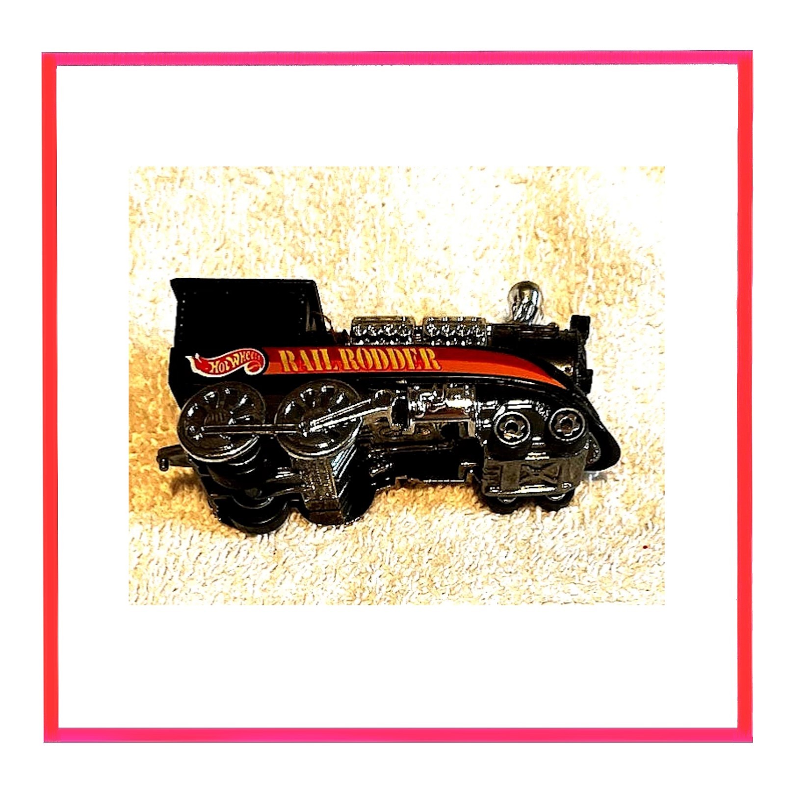 Vintage ’96 Hot Wheels🚂Rail Rodder🟠Diecast🚃Train Engine Flames Toy Car Mattel