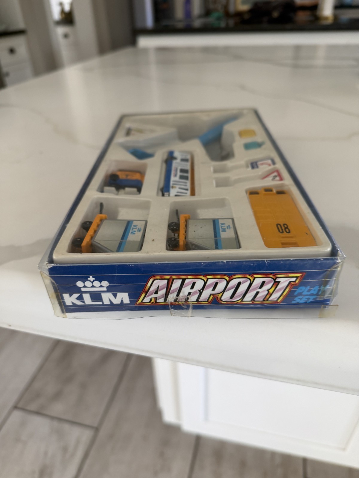 Vintage KLM Airport Play Set Die Cast Plane Bus Truck Toys KLM Northwest CIB