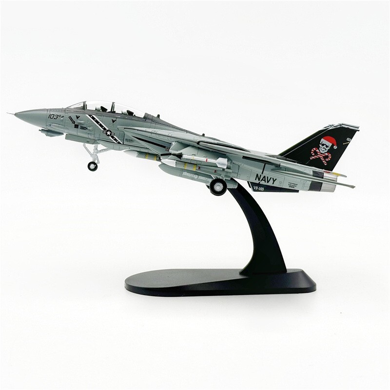 Wltk 1/100 US Navy F-14B Tomcat VF-103 JOLLY ROGERS SANTA CAT Diecast Jet Model