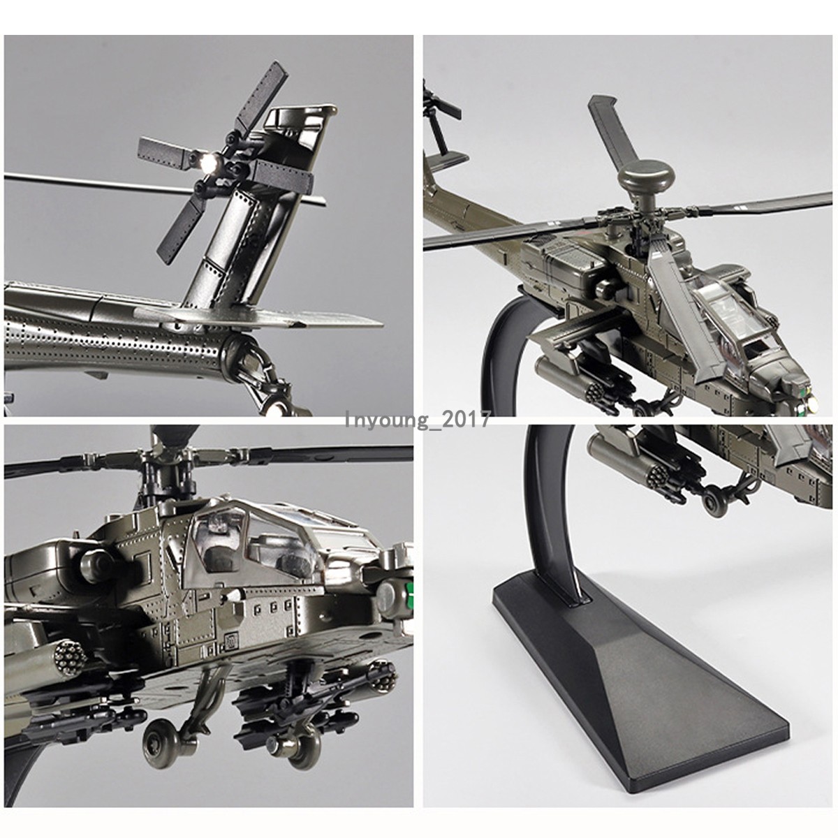 Boeing AH-64 Apache Helicopter Model Diecast Military Toy Airplane for Boys Kids