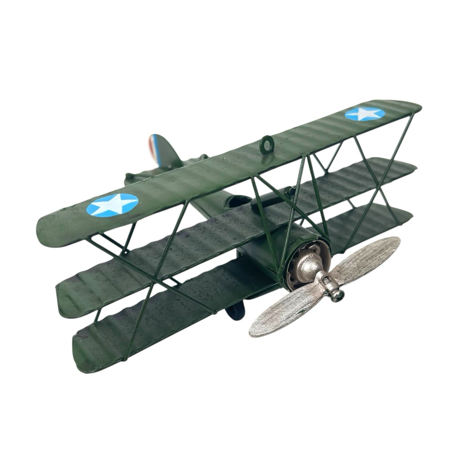 Metal Triplane The Green Baron WWI Fokker Tin Airplane 6″ Wingspan