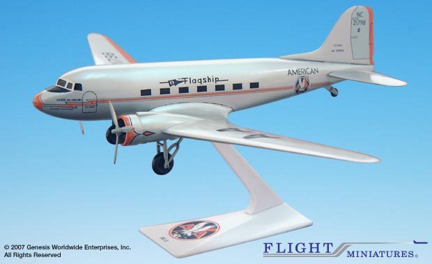 Flight Miniatures American Airlines Flagship Knoxville DC-3 1/100 Scale Model wi