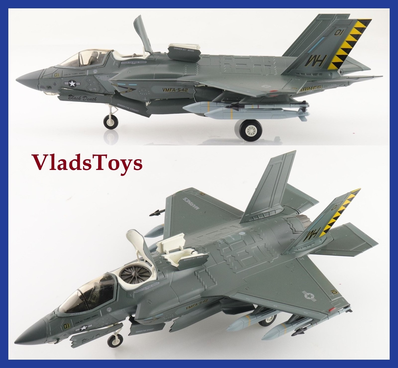 Hobby Master 1/72 F-35B Lightning II USMC Tigers Black Death Beast Mode HA4622b