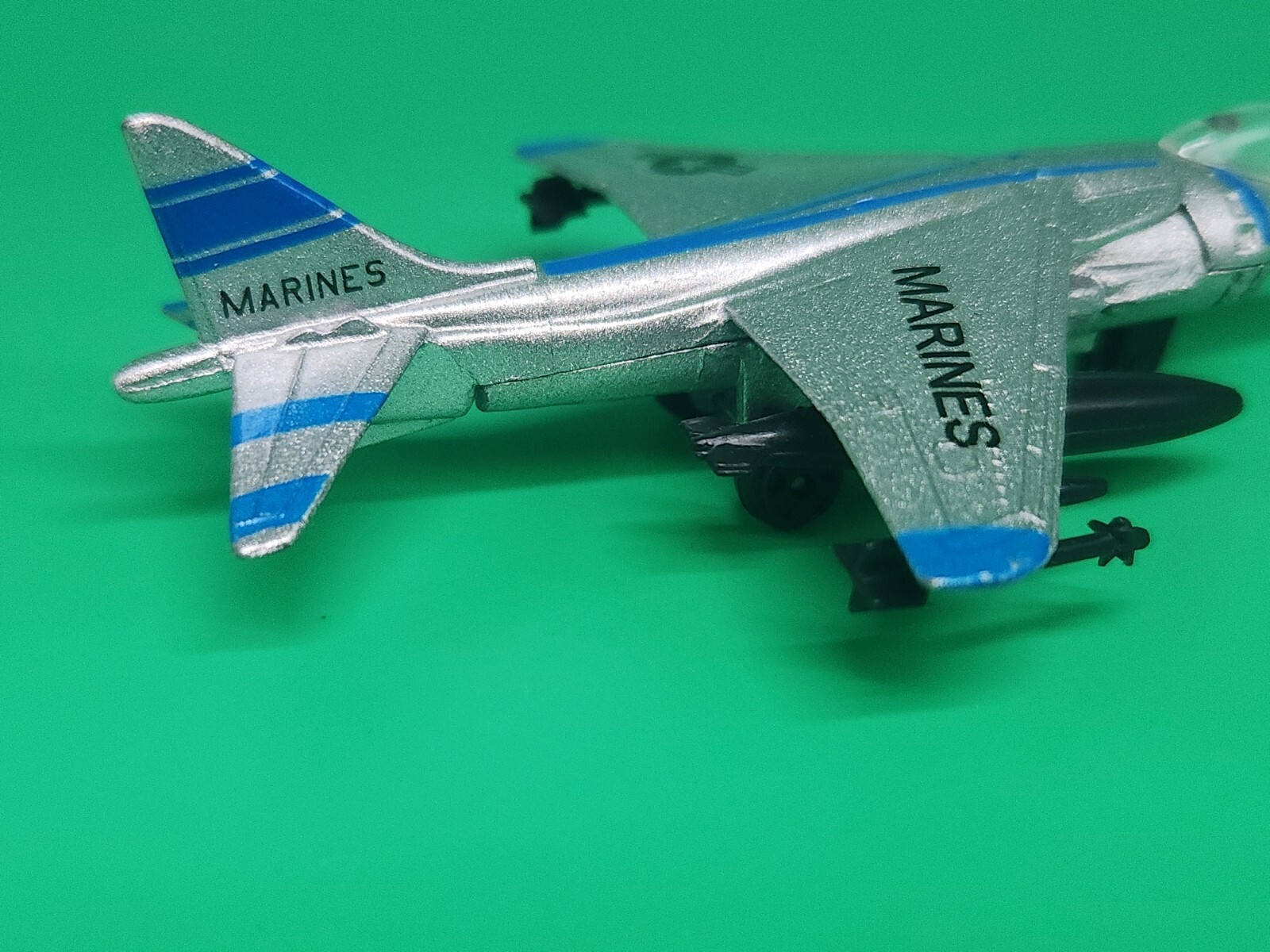 1993 Zylmex AV-8B Harrier MARINES Silver Diecast Jet Military Aircraft Zee Toy