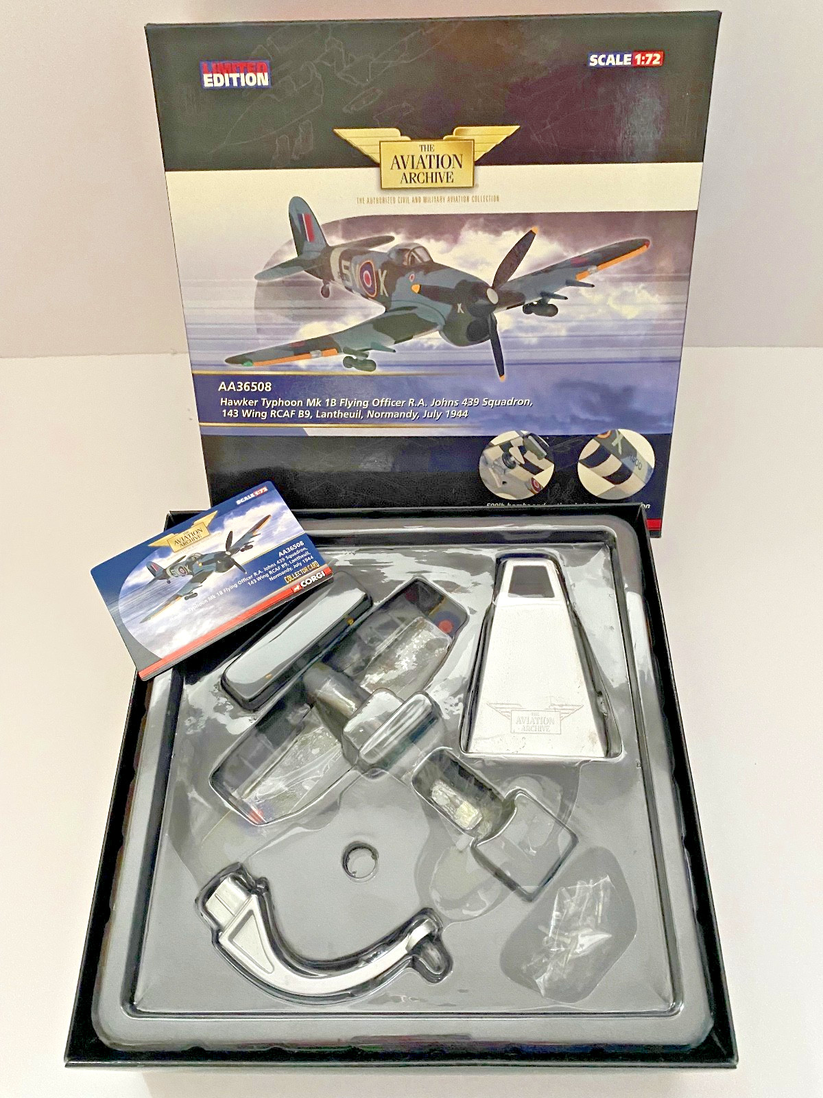 Corgi AA36508 1:72 Hawker Typhoon Mk 1B Flying Officer RA Johns 439 Sqn RCAF NIB