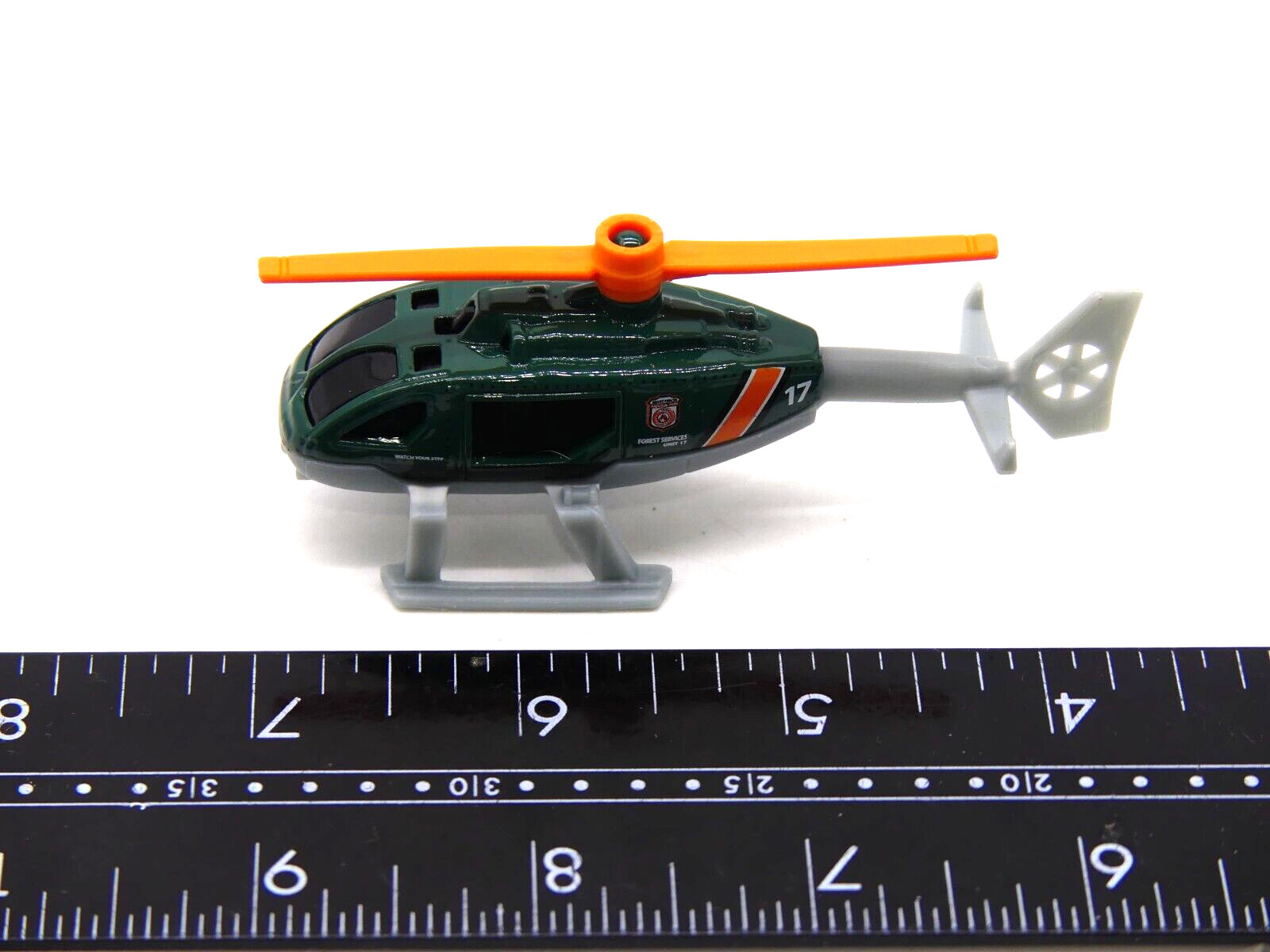 2014 Matchbox Rescue Helicopter Diecast Forest Services Unit 17 Green Orange