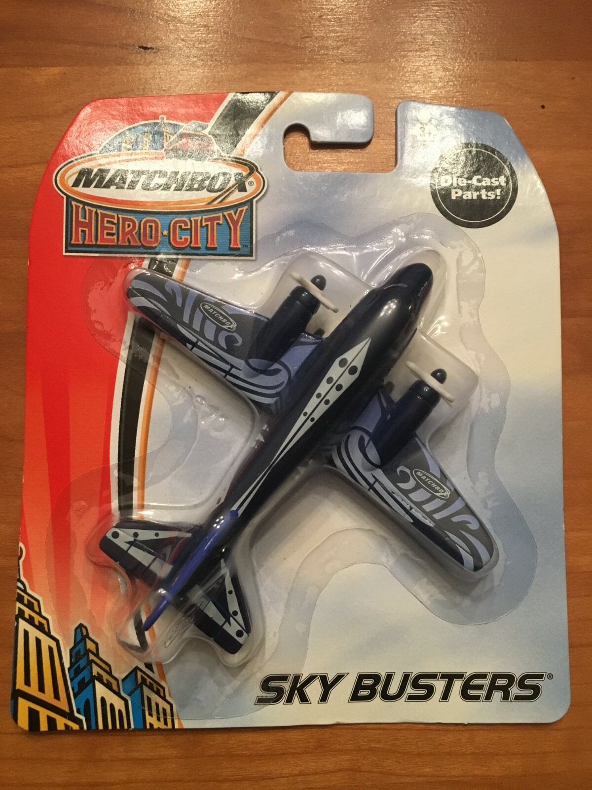 Matchbox Hero-City Sky Busters blue Airliner 2003 die cast metal