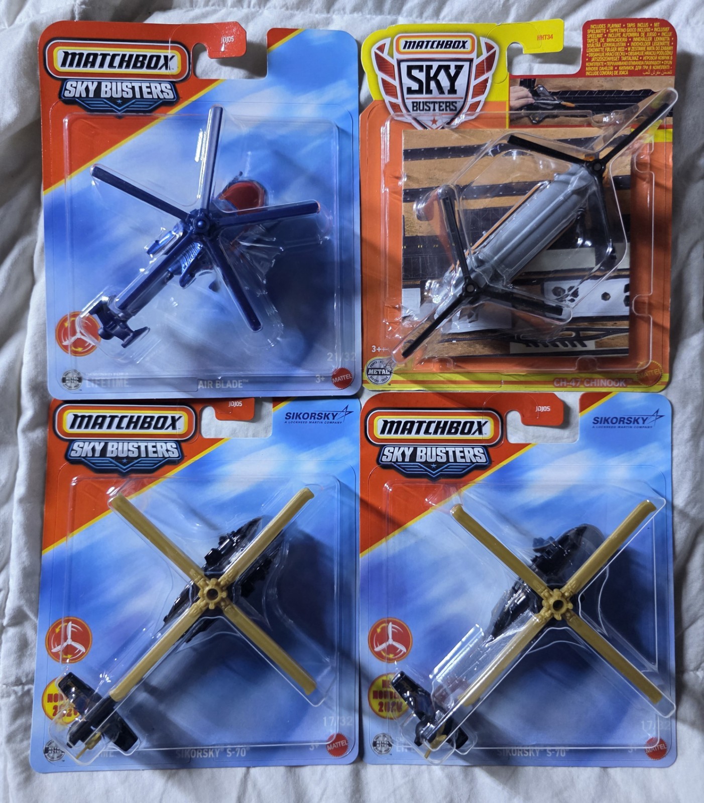 Matchbox Sky Busters Helicopter Lot Of 4 Blackhawk Chinook Air Blade