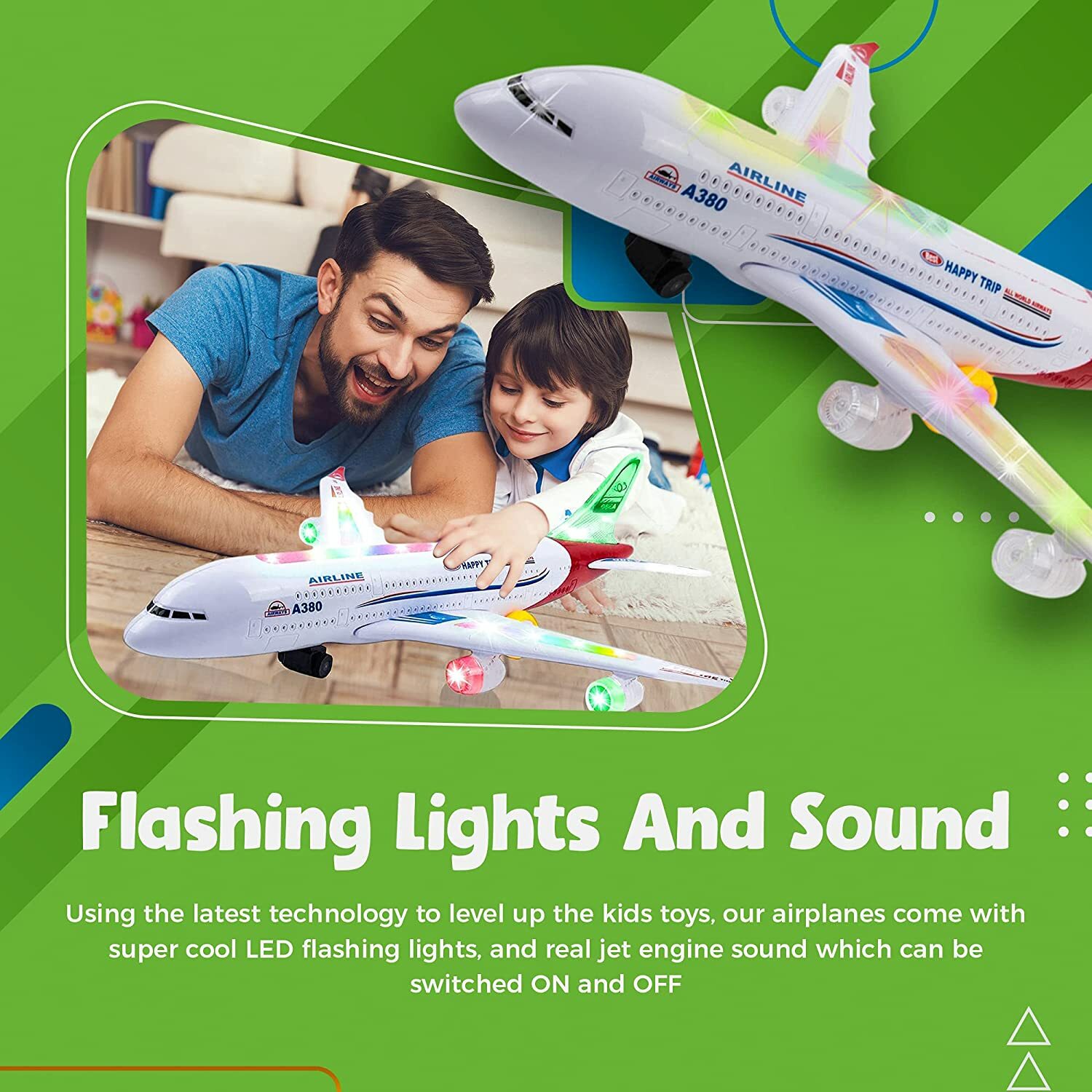 New Airplane Toys for Kids, Bump and Go Action Airbus A380 Model Airplane Toys