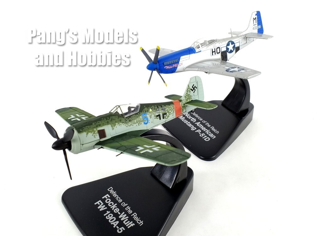 Set of 2: P-51 Mustang vs Fw-190 Würger Shrike 1/72 Scale Model