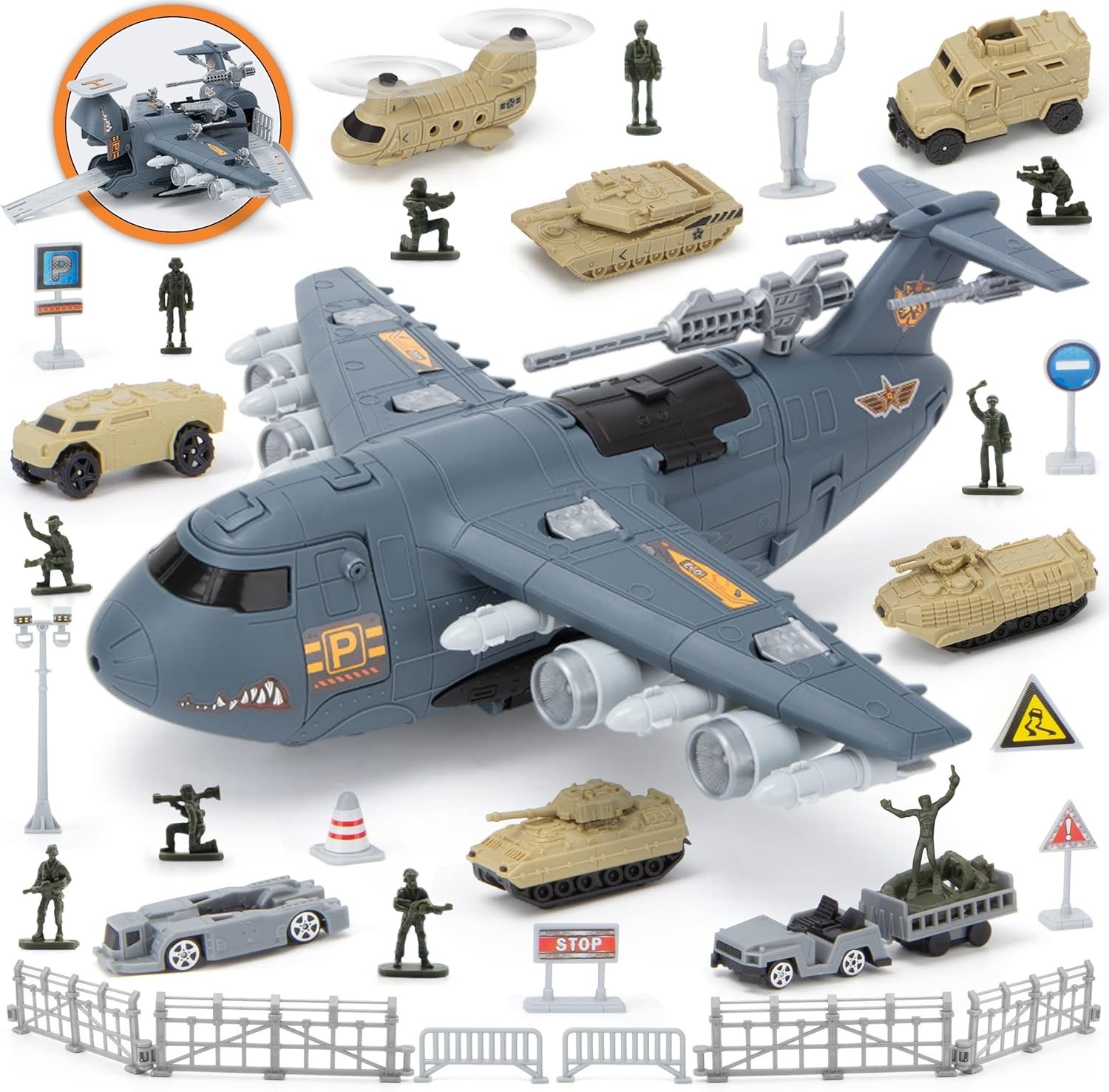 Military Airplane Toy Set with 10 Soldiers & 8 Vehicles – Perfect Birthday Gift