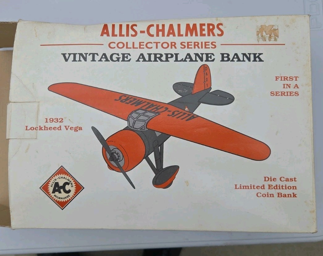 Allis Chalmers 1932 Lockheed Vega Die Cast Airplane Bank