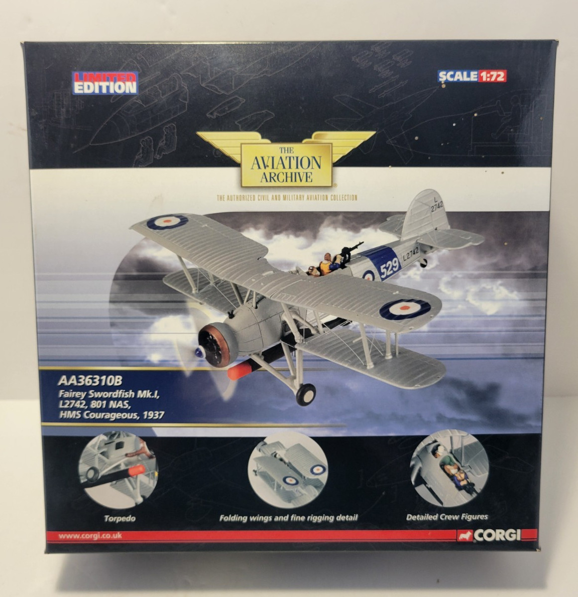 Corgi Aviation Archive Fairey Swordfish AA36310B Limited Edition #608 of 750