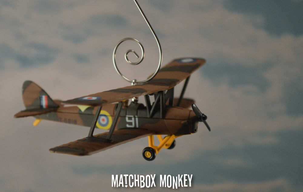 RAF Tiger Moth DH82 Biplane Single Prop Christmas Ornament Airplane Royal Plane