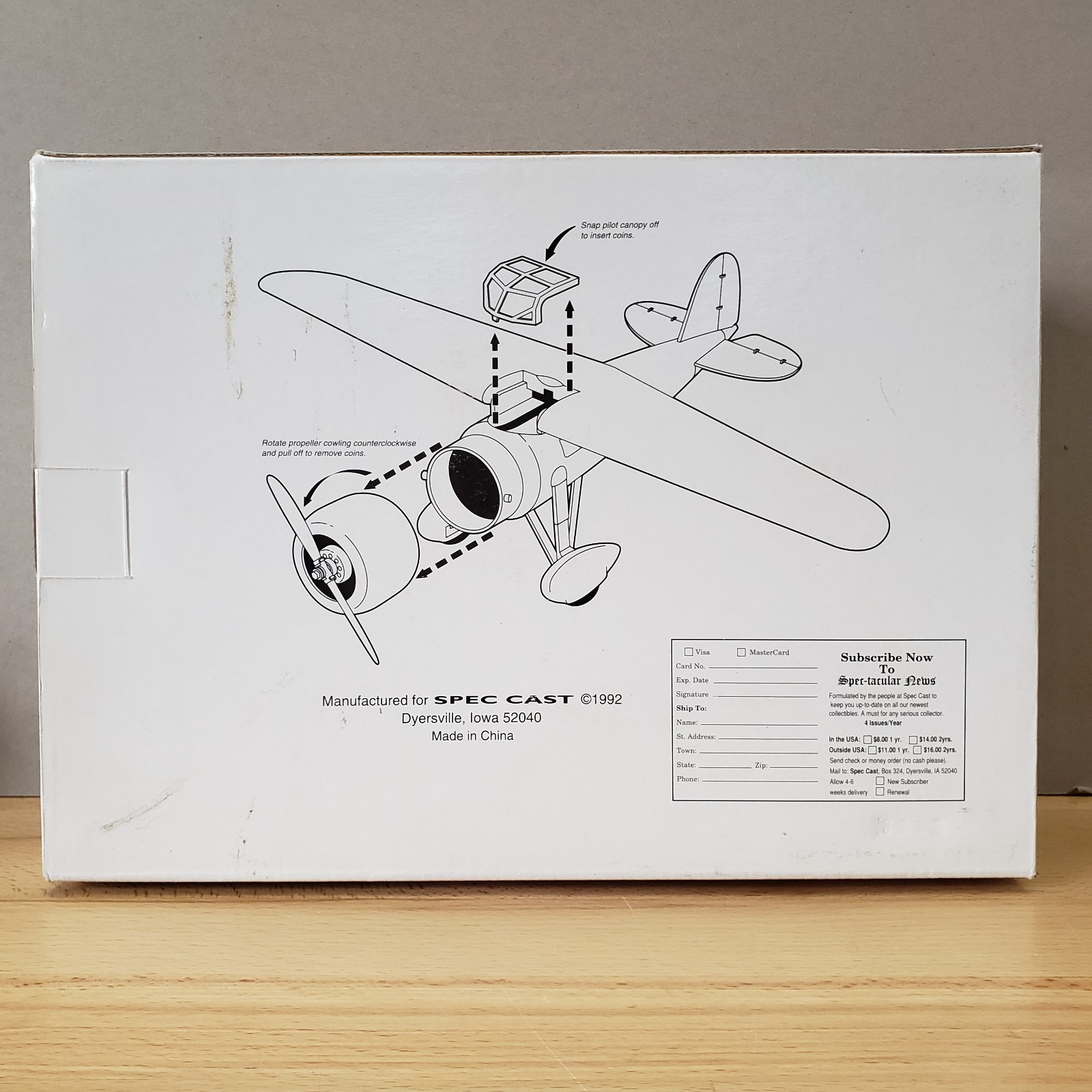 SpecCast Citgo 1932 Lockheed Vega Highwing Airplane Diecast Coin Bank NIB