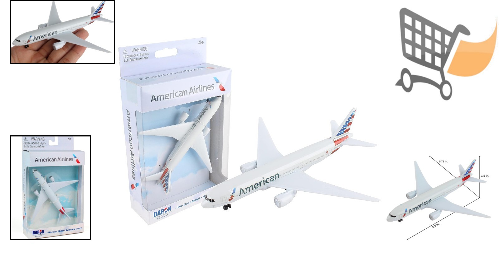 Toy Airplane Die-Cast Metal Model Kids Ages 3+ Authentic American Airlines