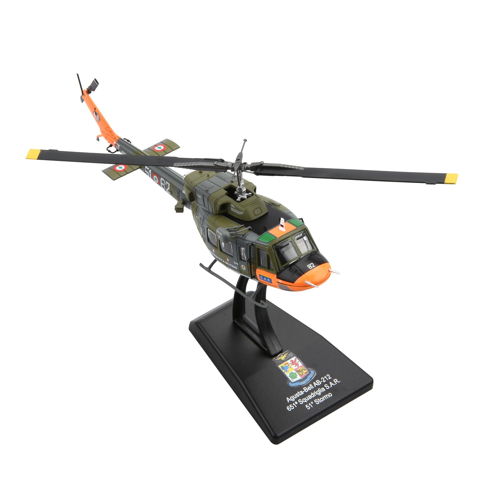 For Agusta-Bell AB 212 Italian Navy 1:100 Scale Alloy Helicopter Model Display