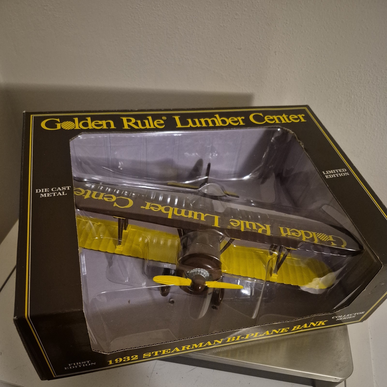 1932 Stearman Bi-Plane Bank First Edition Golden Rule Lumber 1995 NIB Liberty