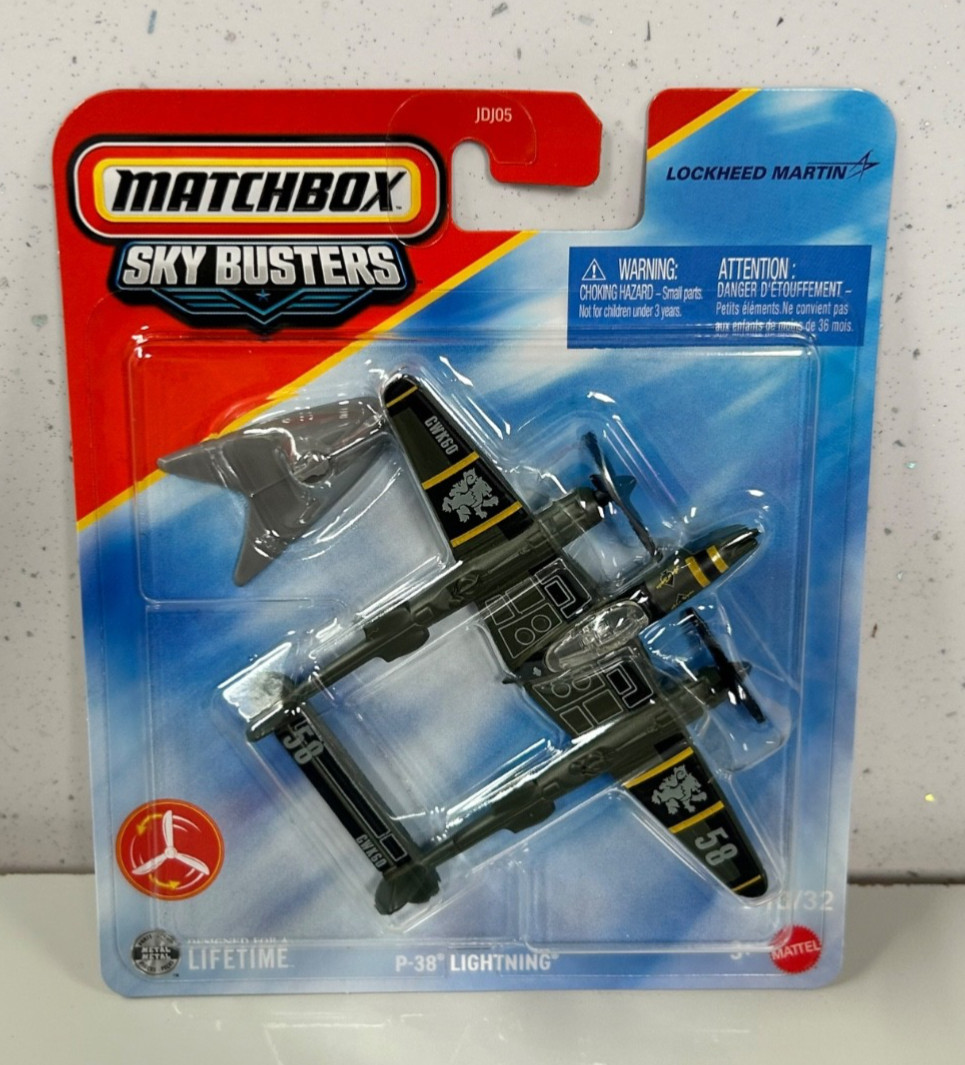 Matchbox Skybusters /Sky Busters Lockheed Martin P38-Lightning 13/32 JJW30 – New