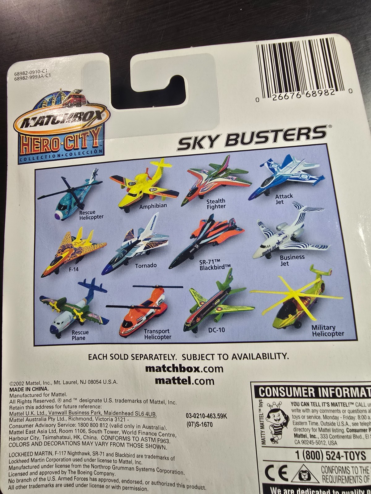 Vintage Matchbox Sky Busters Hero City SR-71 Blackbird Diecast Fighter Jet NEW