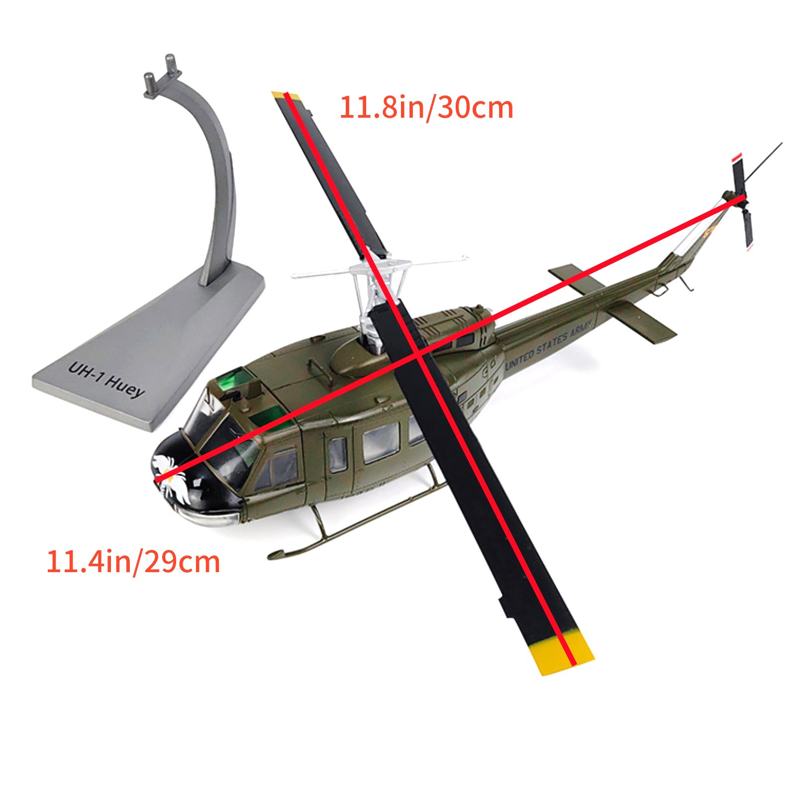 Detailed Collector’s UH-1 Iroquois Helicopter Model 1:48 Alloy Construction
