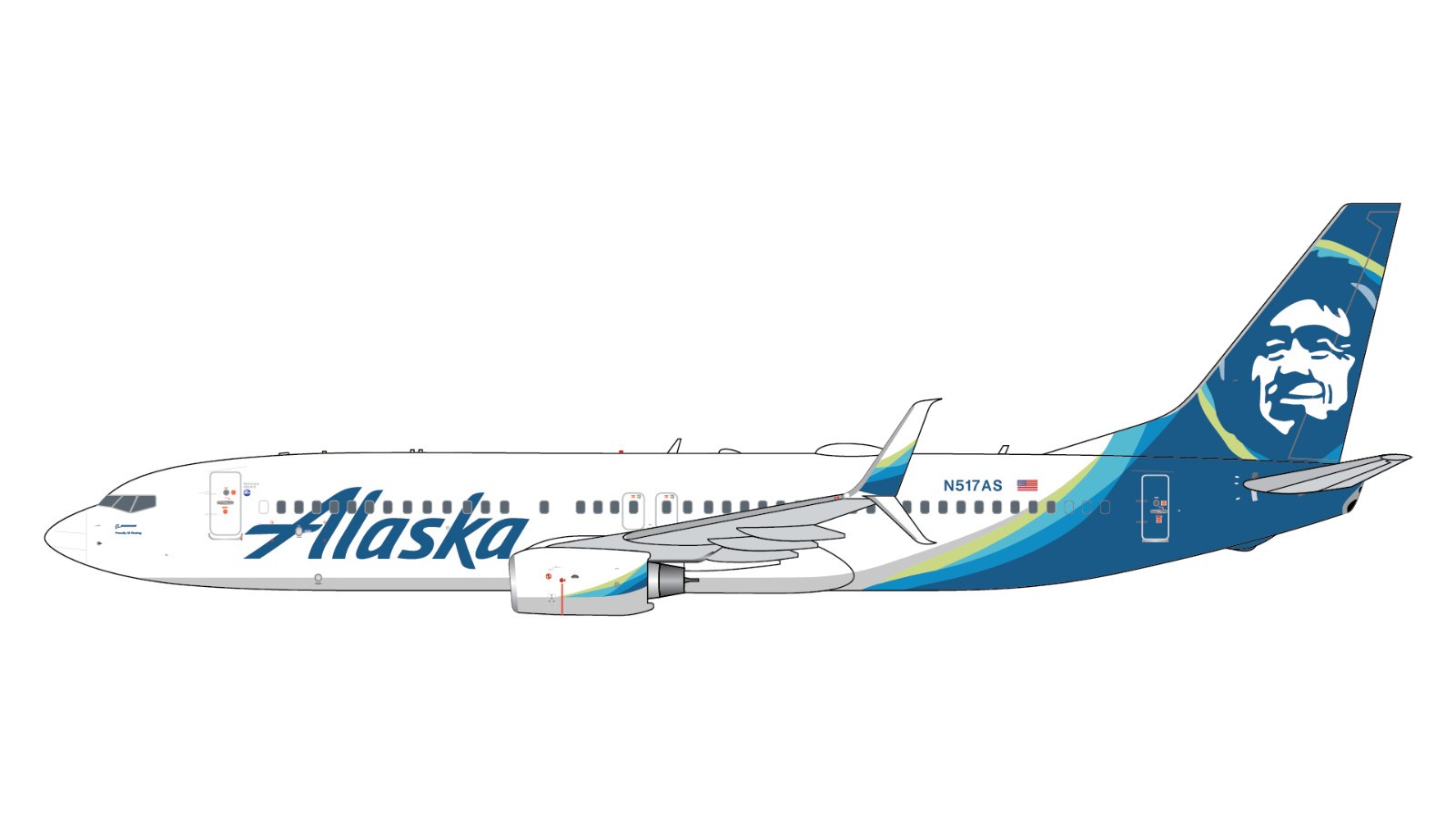 GeminiJets 1:400 Alaska Airlines Boeing 737-800 N517AS GJASA2418 PRE-ORDER