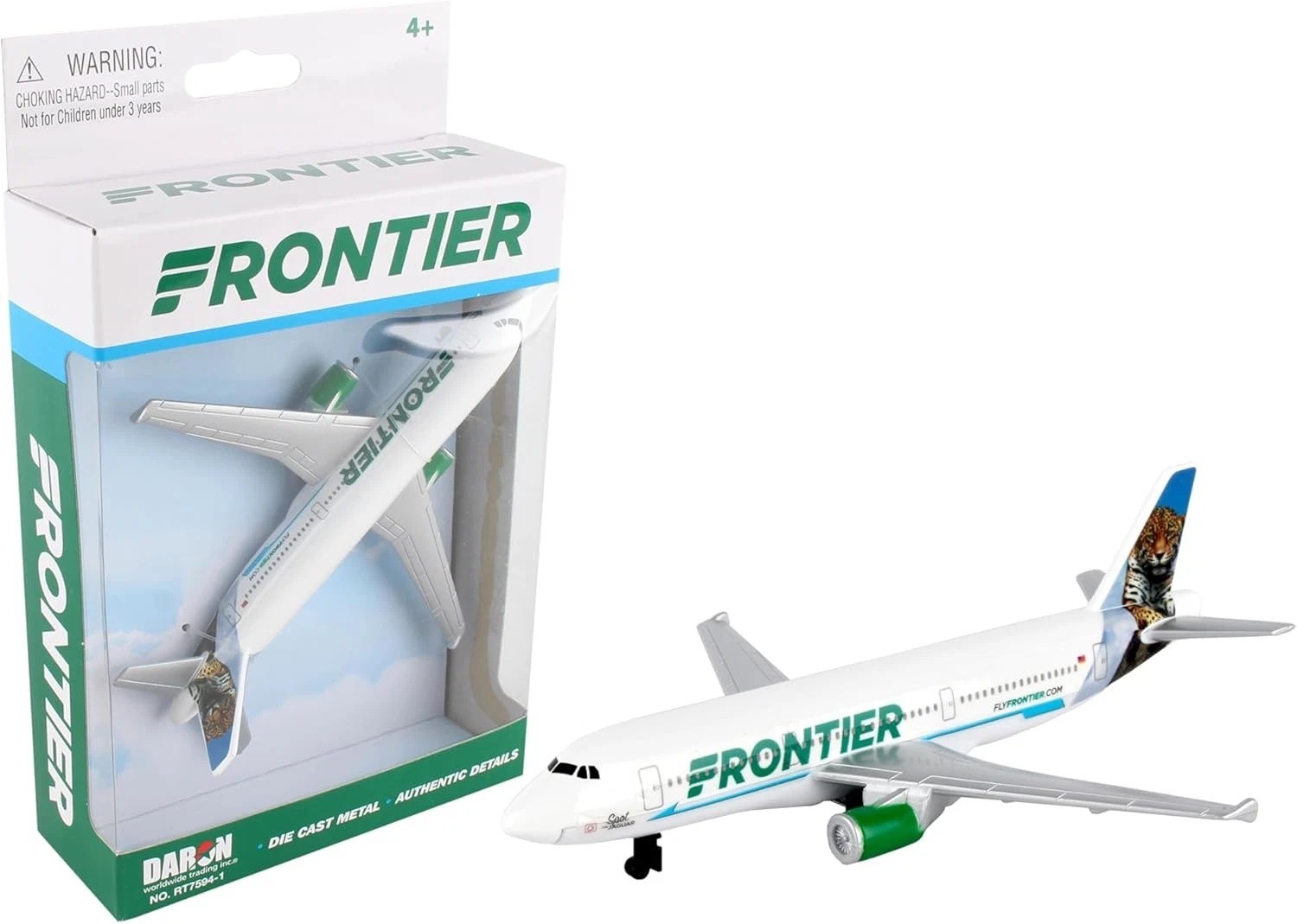 Toy Airplane – Frontier Airlines – Die-Cast Metal Model Airplane Toy with Plasti