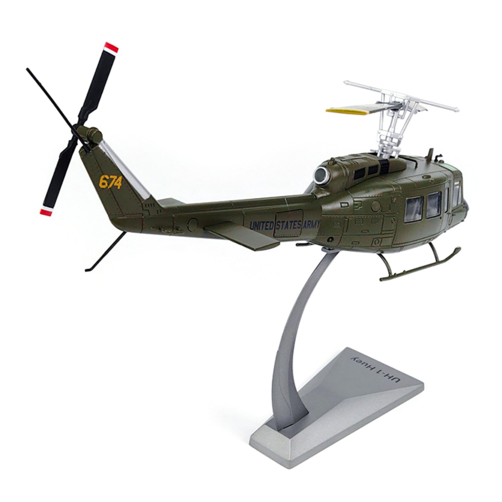 Authentic US Army Huey Helicopter Diecast Model 1:48 Scale with Rotating Blades