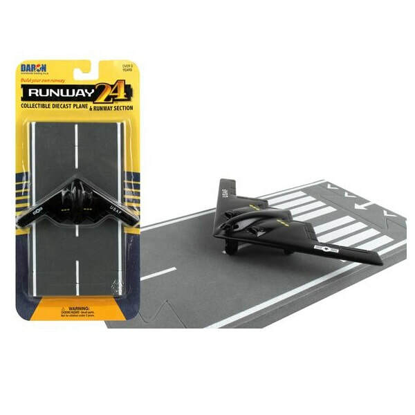 Daron Runway24 Diecast Metal Toy with Runway Section – B-2 Black Spirit Bomber