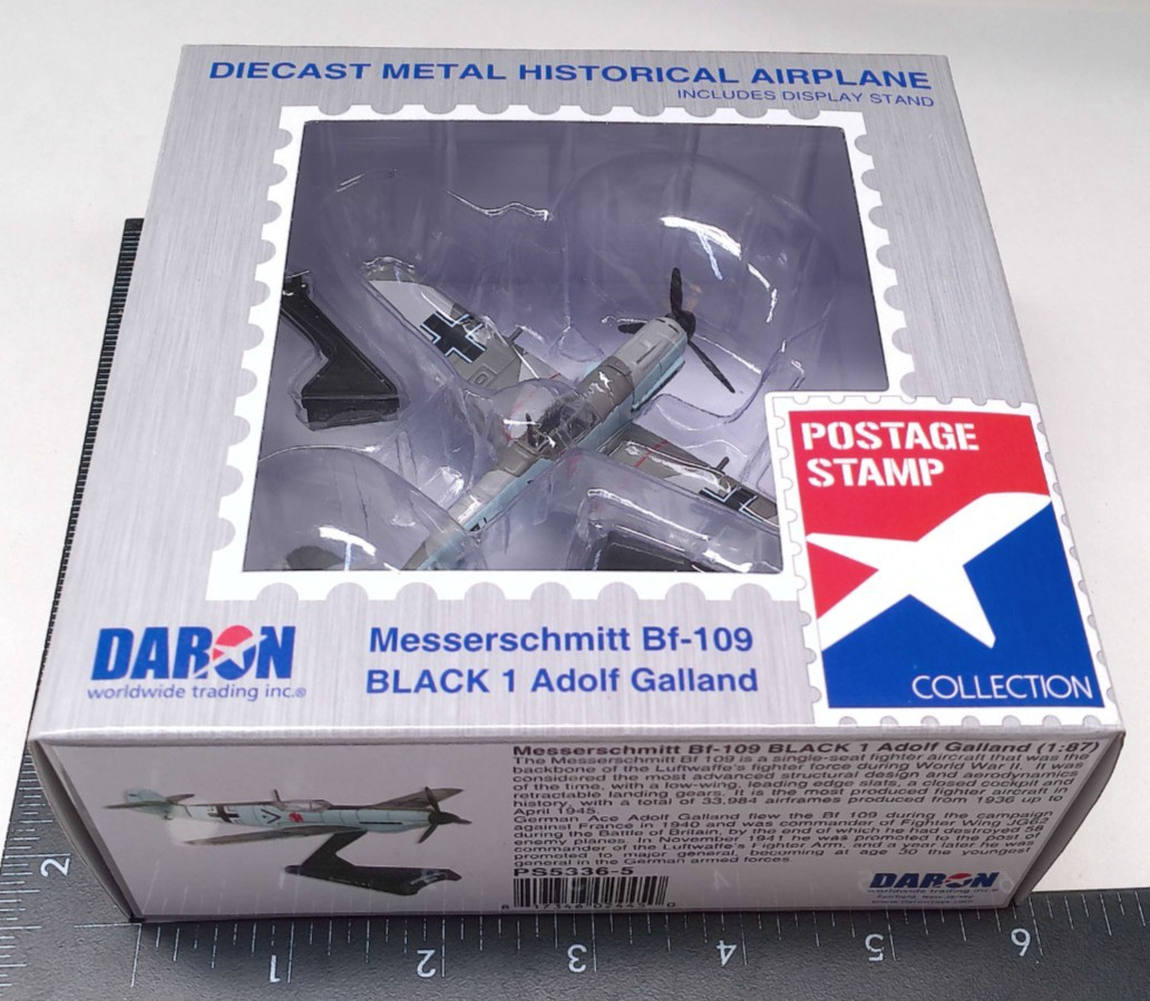 1:87 Messerschmitt Bf-109 Black Galland Plane Daron Stamp PS5336-5 NEW Old Stock
