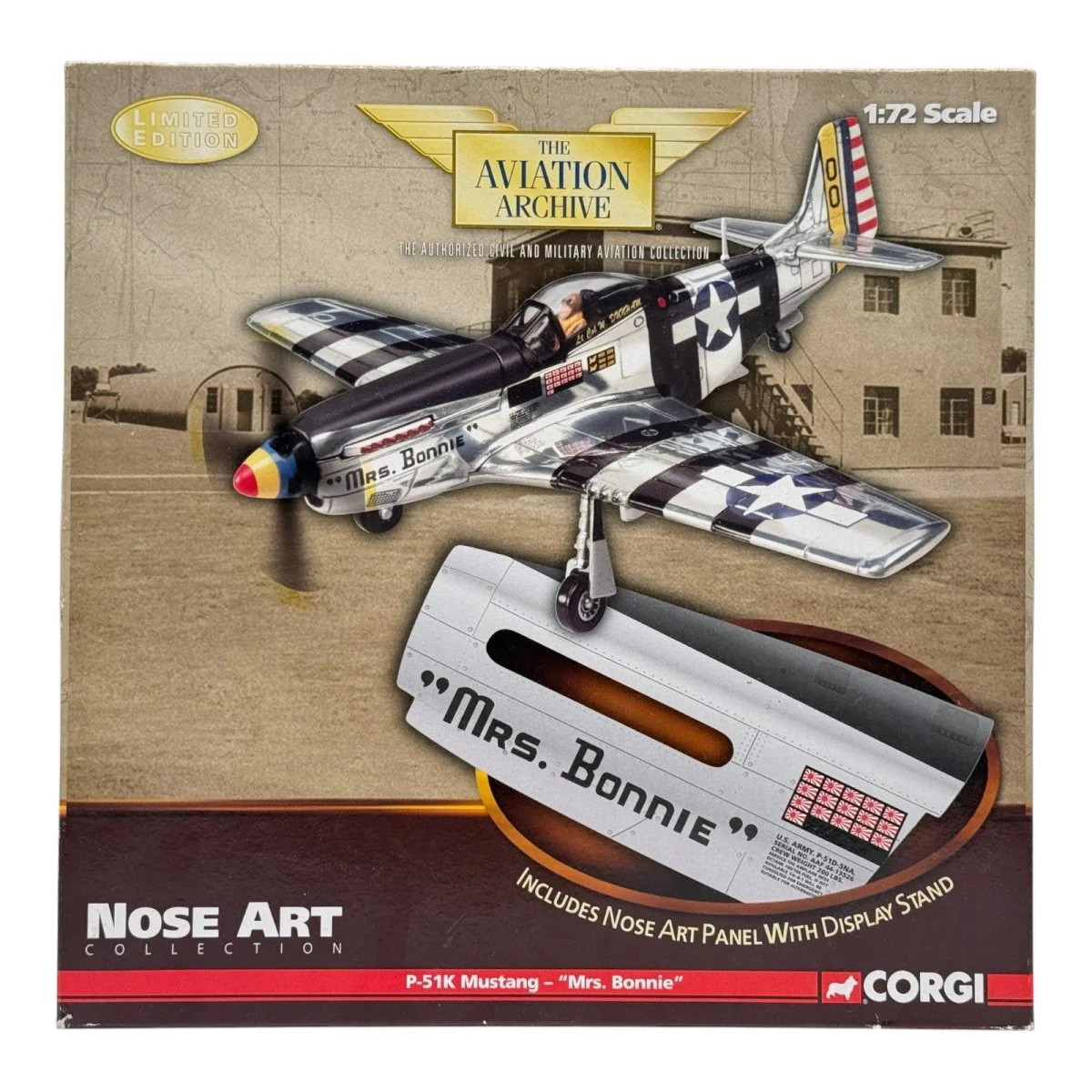 Corgi US32213 1:72 P-51K Mustang USAAF 348th FG Mrs. Bonnie w/ Nose Art Panel