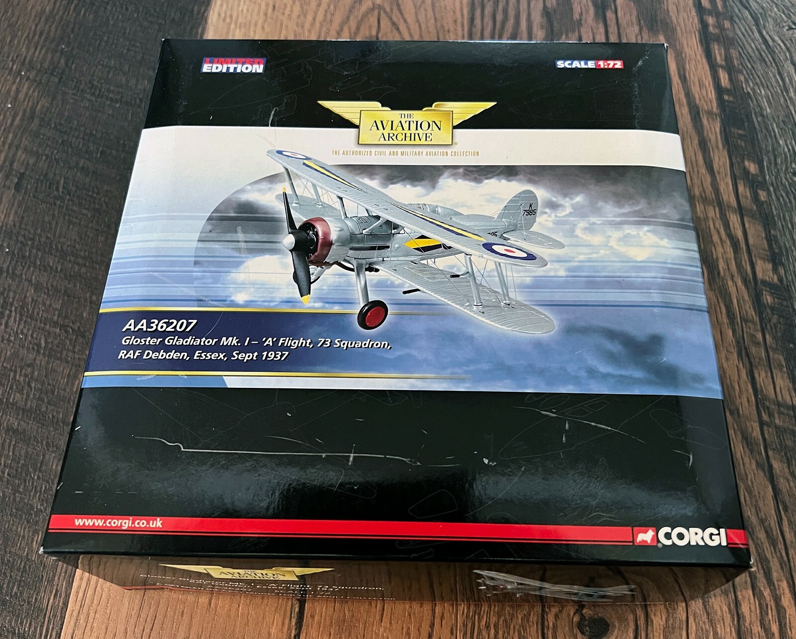 Corgi Aviation Archive 1:72 Diecast LE 1937 Gloster Gladiator Mk. I AA36207 NIB