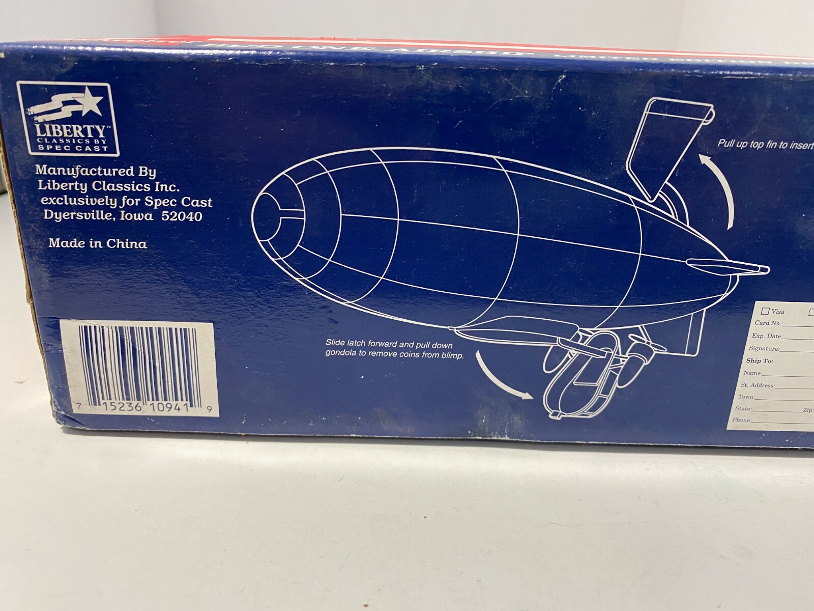 SPEC CAST LIBERTY CLASSICS BUDWIEISER BUD ONE AIR SHIP BLIMP RED AND WHITE