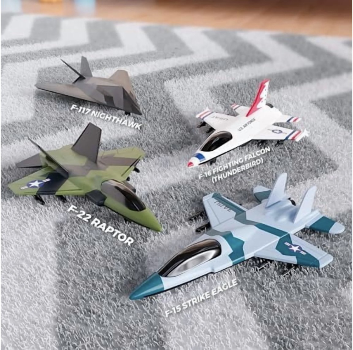 4 PC AIRPLANES SUPER SET. MILITARY REPLICAS. LARGER . Pull Back Action