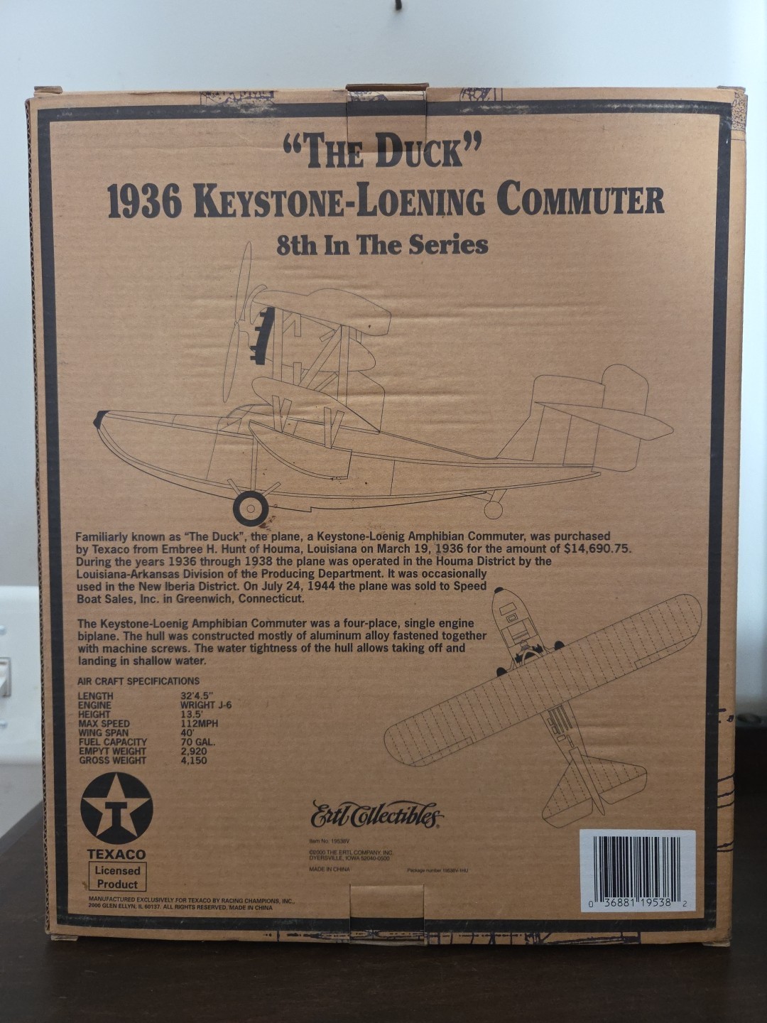 Wings Of Texaco 1936 Keystone-Loening Commuter “The Duck” #8 in Series