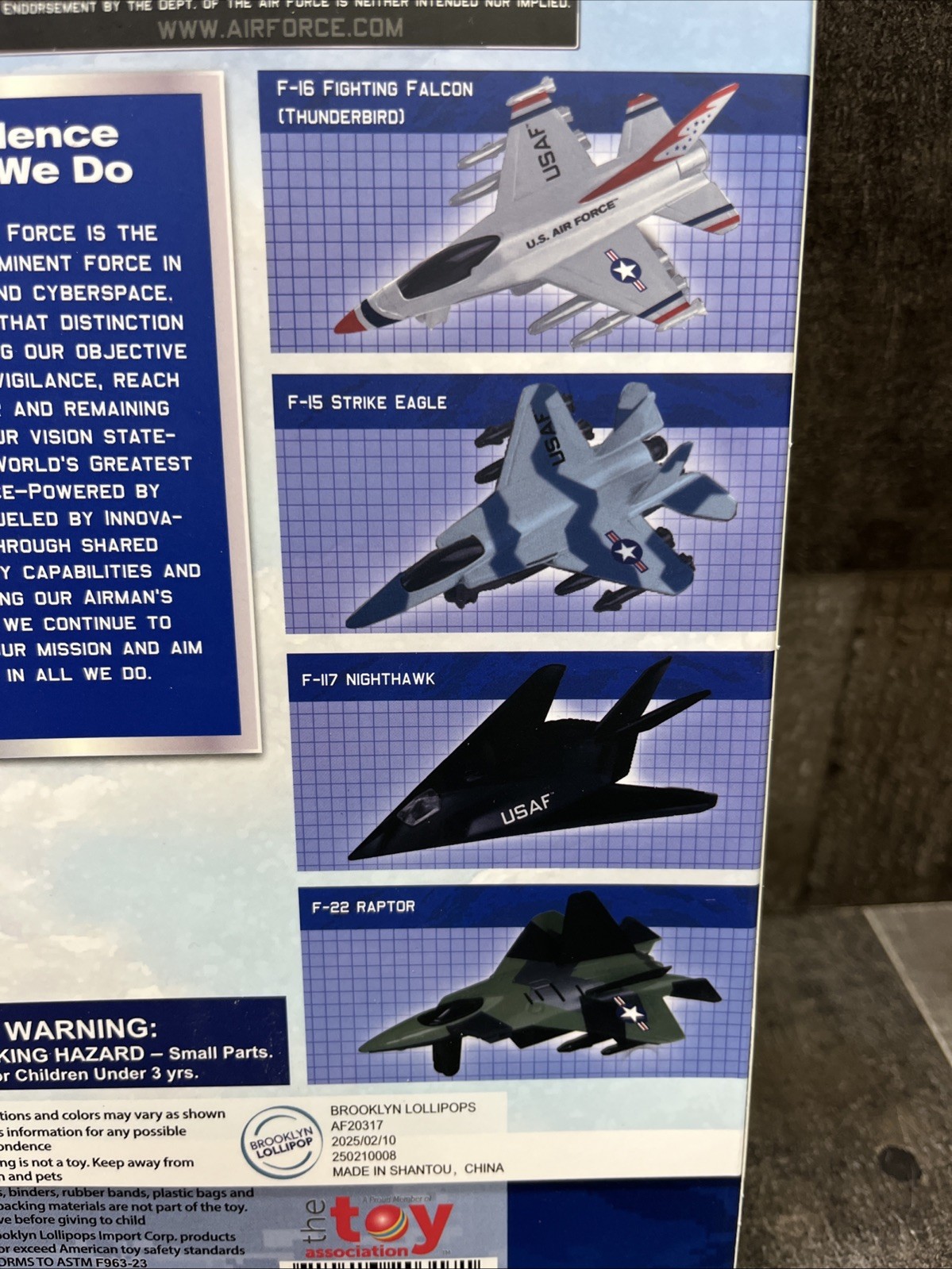 U.S. Air Force Jet Squadron Licensed Diecast Planes, Brand New, Pull Back Action