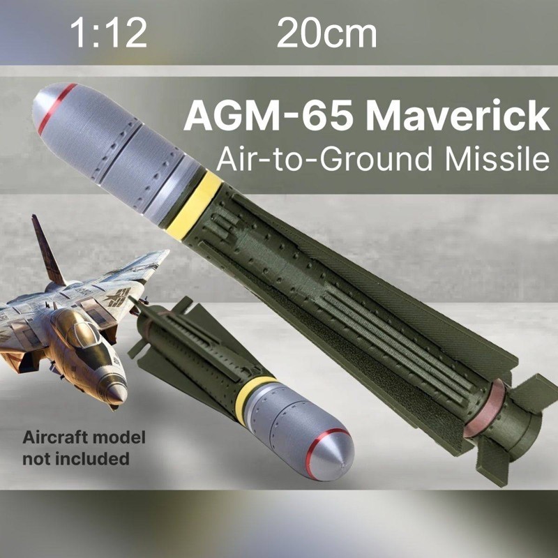 1:12 US Hughes AGM-65 Maverick Missile Model 20cm 3D Printed Military Collection
