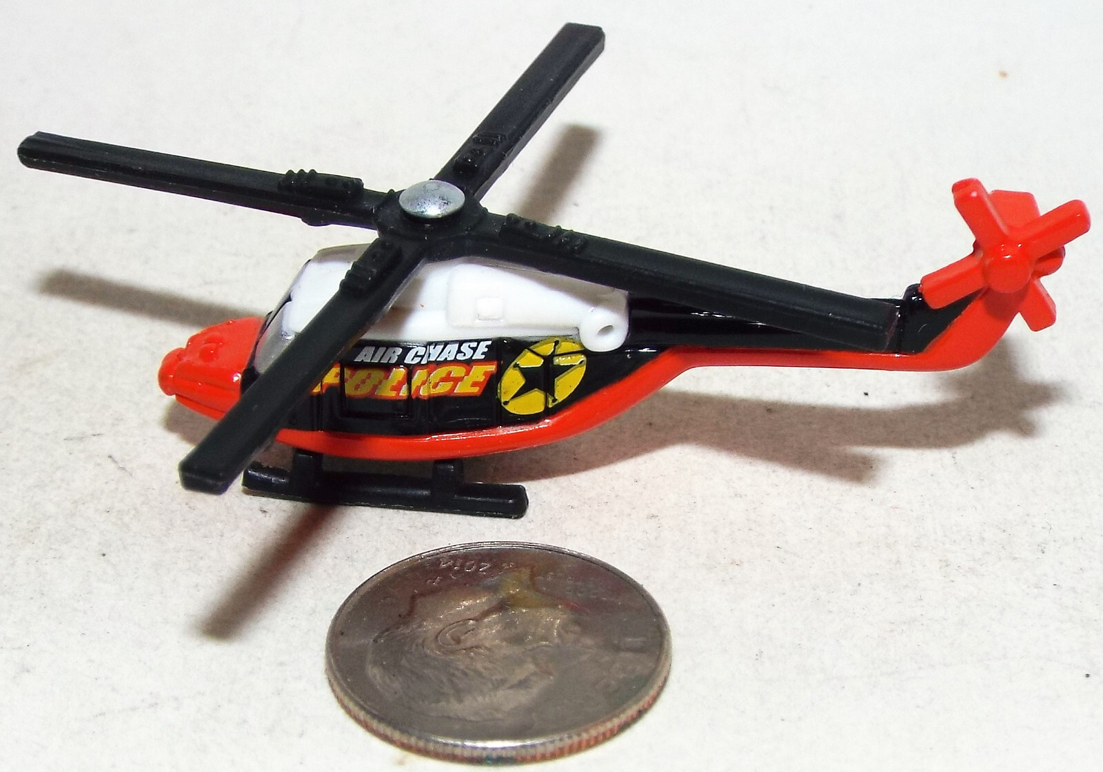 Small Micro Hot Wheels Plastic Westland Lynx Helicopter Police Red/White