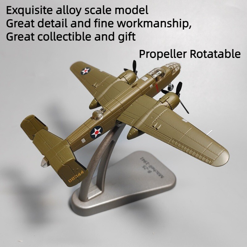 1:144 Scale Alloy Diecast Military Model B-25 Mitchell Bomber Fighter Aircraft