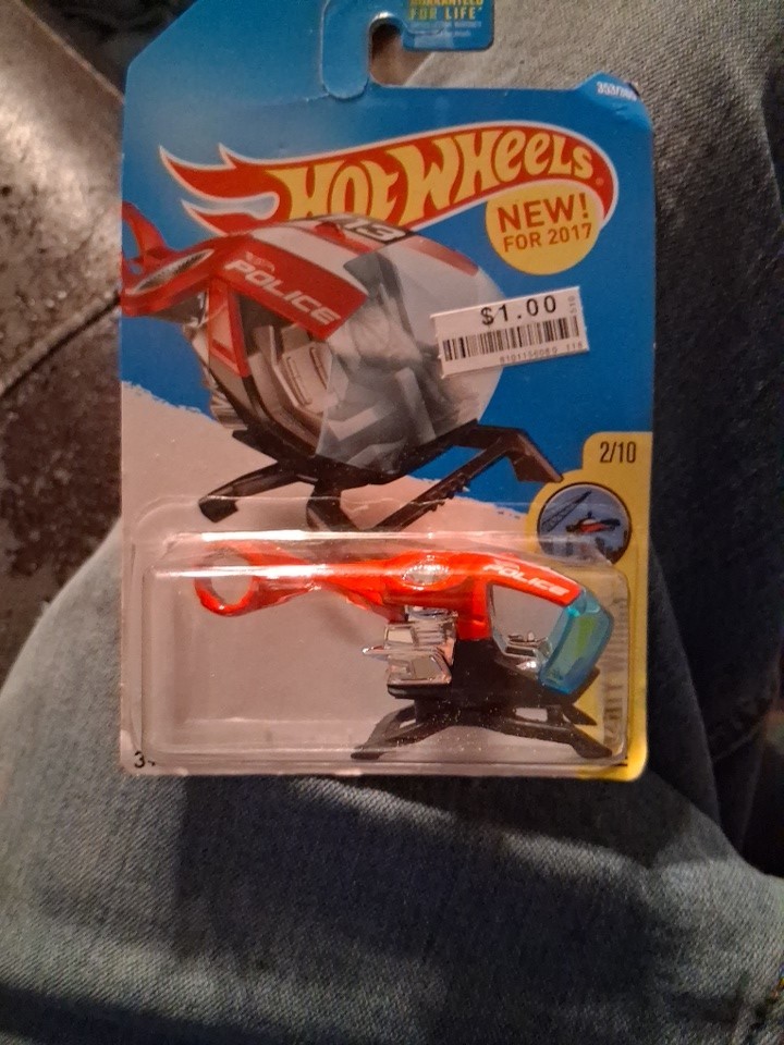Hot Wheels Sky Police Diecast Helicopter Red Black Blue Silver Police 2017