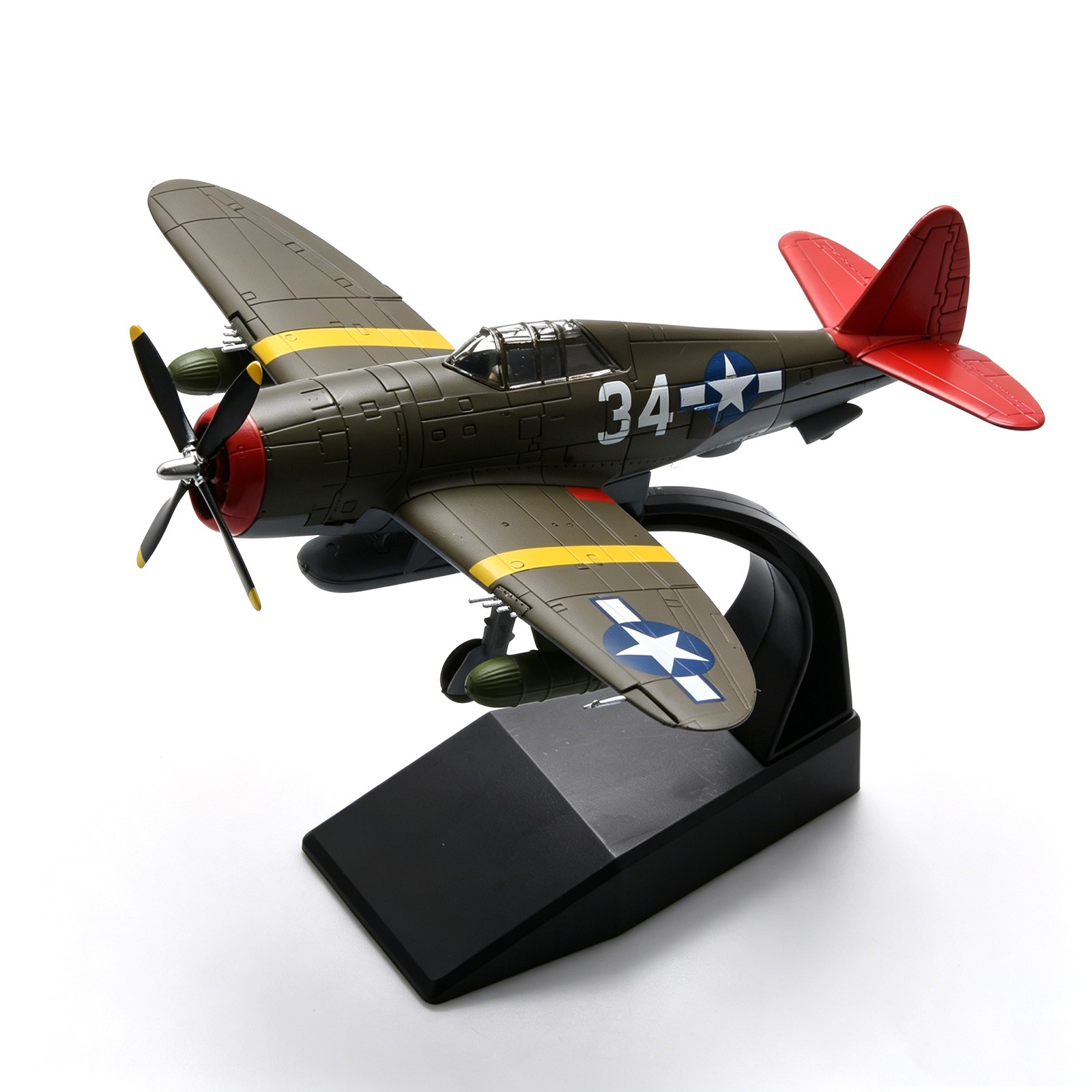 Diecast USAAF P-47D Thunderbolt Fighter 1/72 With Printed 34 Insignia Stand