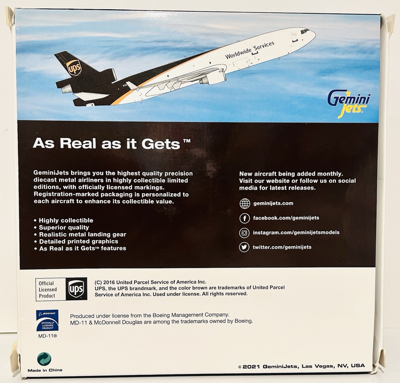 United Parcel Service UPS GJUPS2177 GeminiJets MD-11F 1/400 Model N282UP