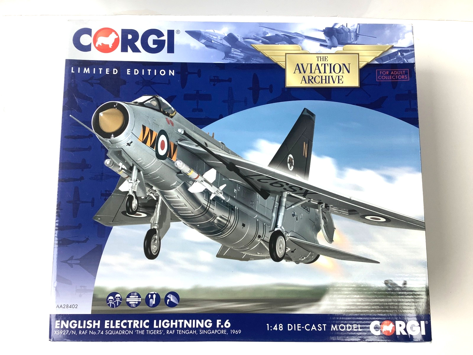 Corgi AA28402 1:48 English Electric Lightning F.6 RAF 74 sqn ‘The Tigers’ BNIB