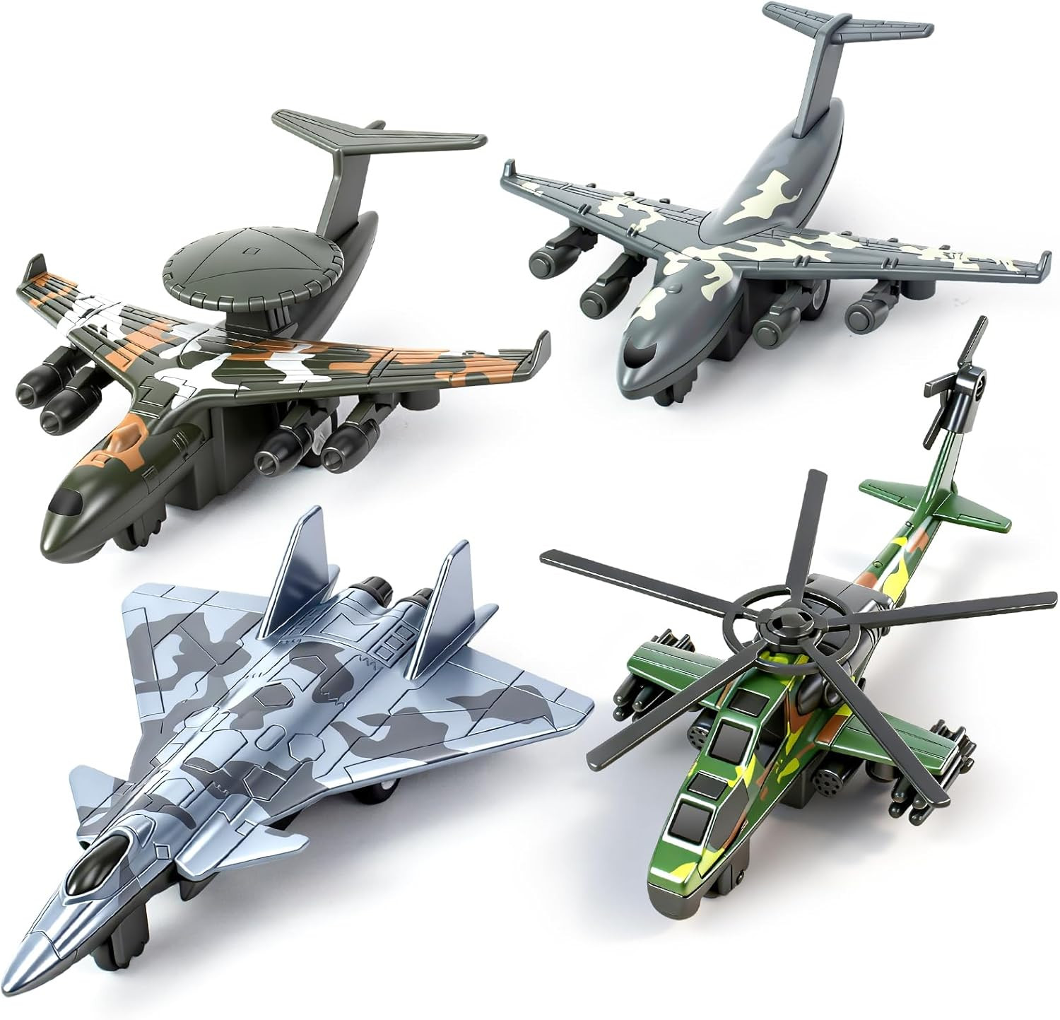 4 Pack Diecast Aircraft Toys for Kids Ages 3-9, Pull Back Vehicles