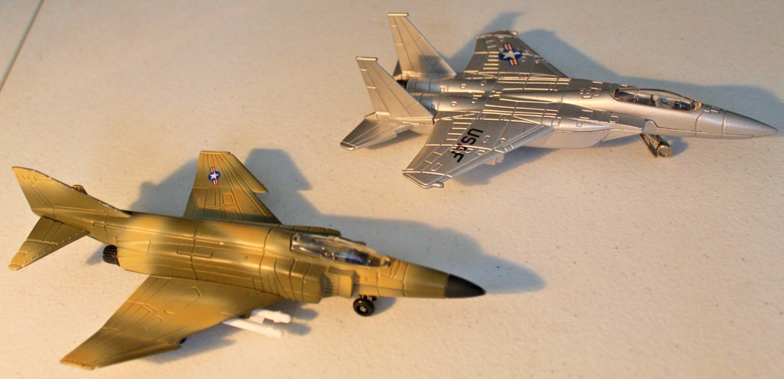 Pair Ertl Diecast Jet Fighters McDonnell Douglas F-4 Phantom II USAF F-14 Tomcat