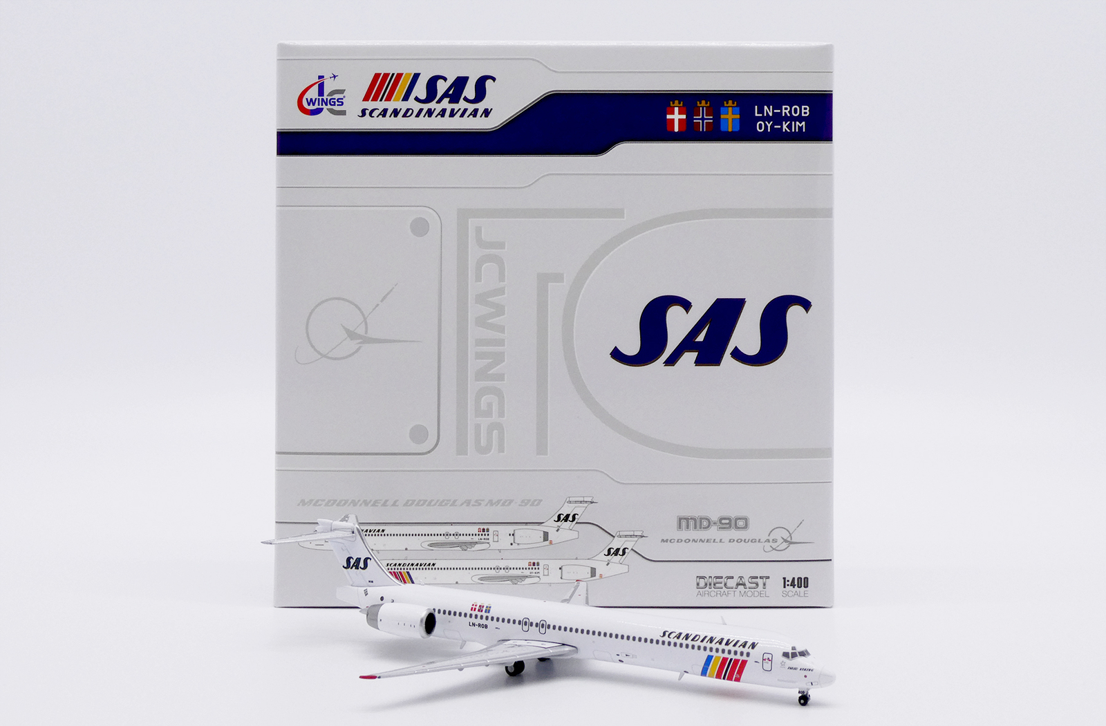 1:400 JC Wings SAS McDonnell Douglas MD-90 Passenger Airplane Diecast Model