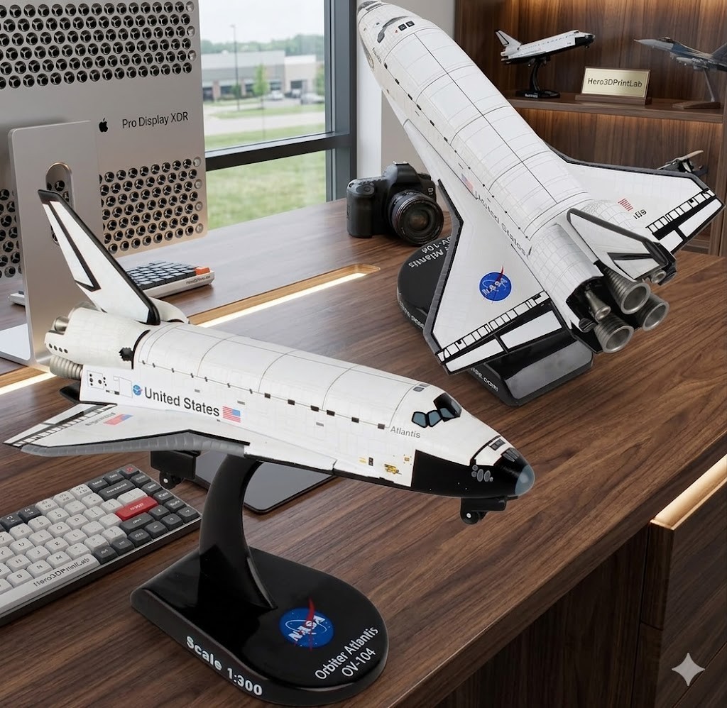 Space Shuttle Atlantis Die-Cast Spacecraft Model – 1/300 Scale NASA Orbiter Disp