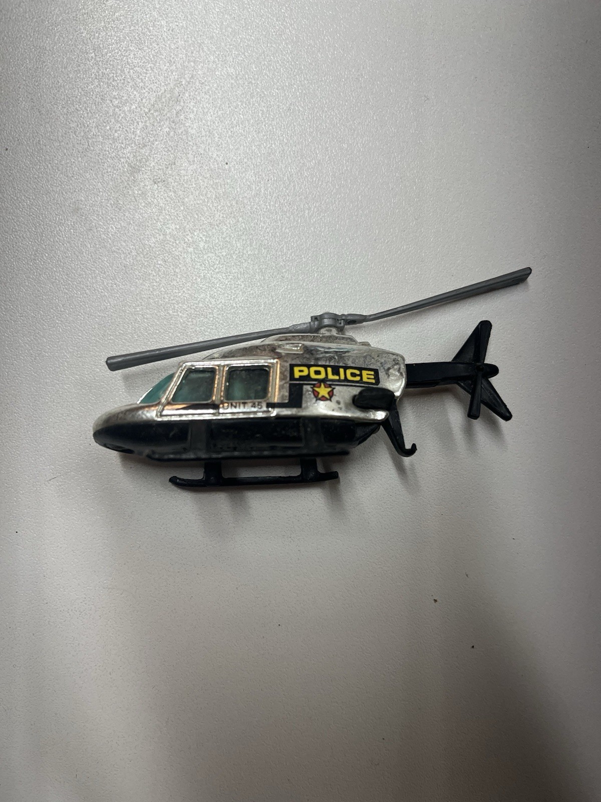 Hot Wheels Chrome Propper Chopper Unit 45 Police Diecast Helicopter BENT BLADE