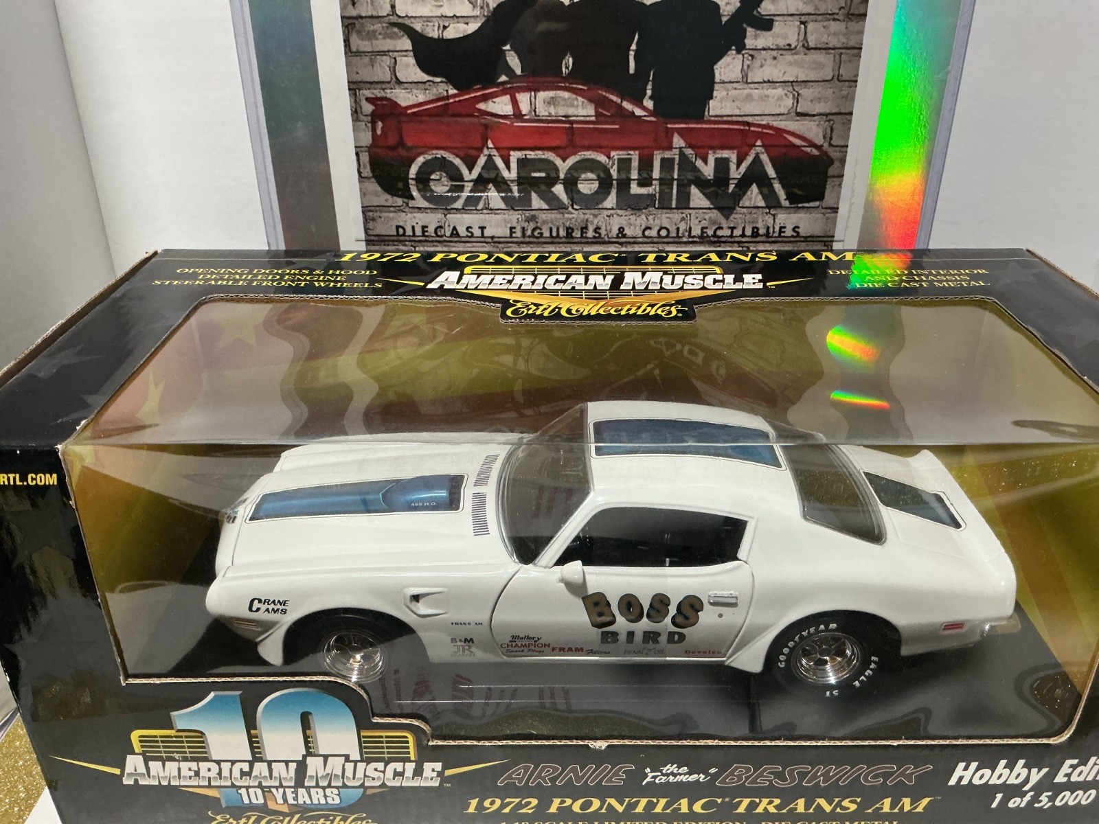 1/18 ERTL/AMERICAN MUSCLE 10 YEARS – ARNIE THE FARMER BESWICK 1972 PONTIAC TRANS